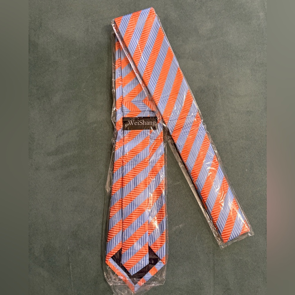 Vibrant Orange and Blue Striped Tie